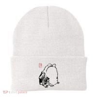 Japanese Grumpy Frog Ukiyoe Anime Japanese Beanie thumb 0