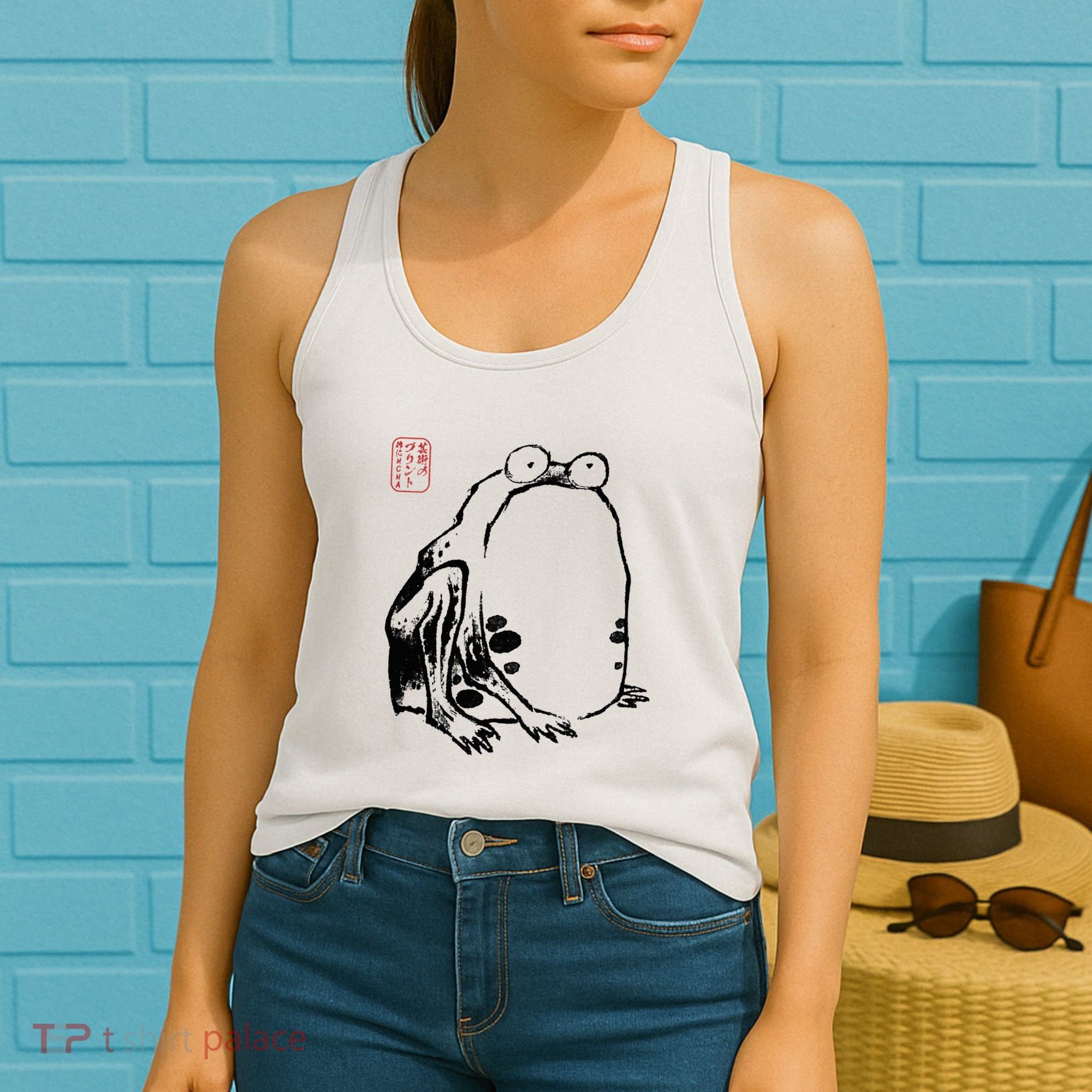Japanese Grumpy Frog Ukiyoe Anime Japanese Women's Tank Top
