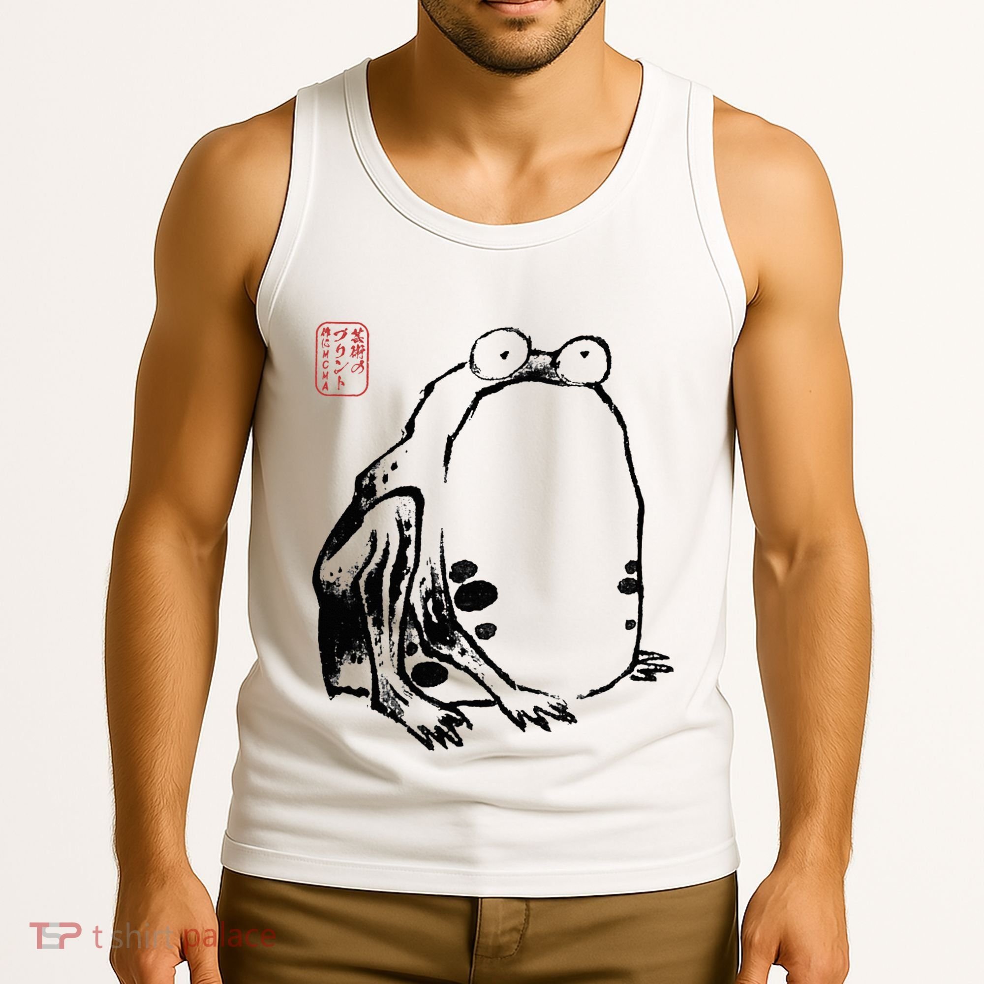 Japanese Grumpy Frog Ukiyoe Anime Japanese Tank Top