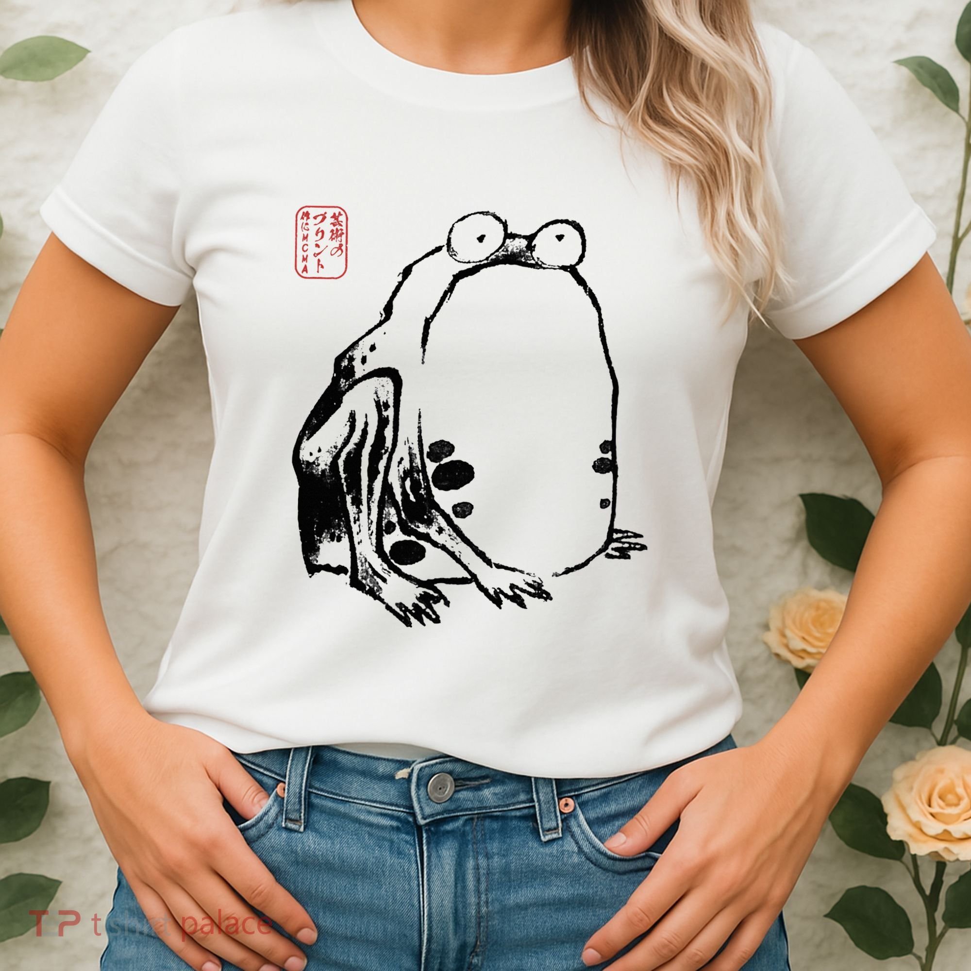 Japanese Grumpy Frog Ukiyoe Anime Japanese Women's T-Shirt