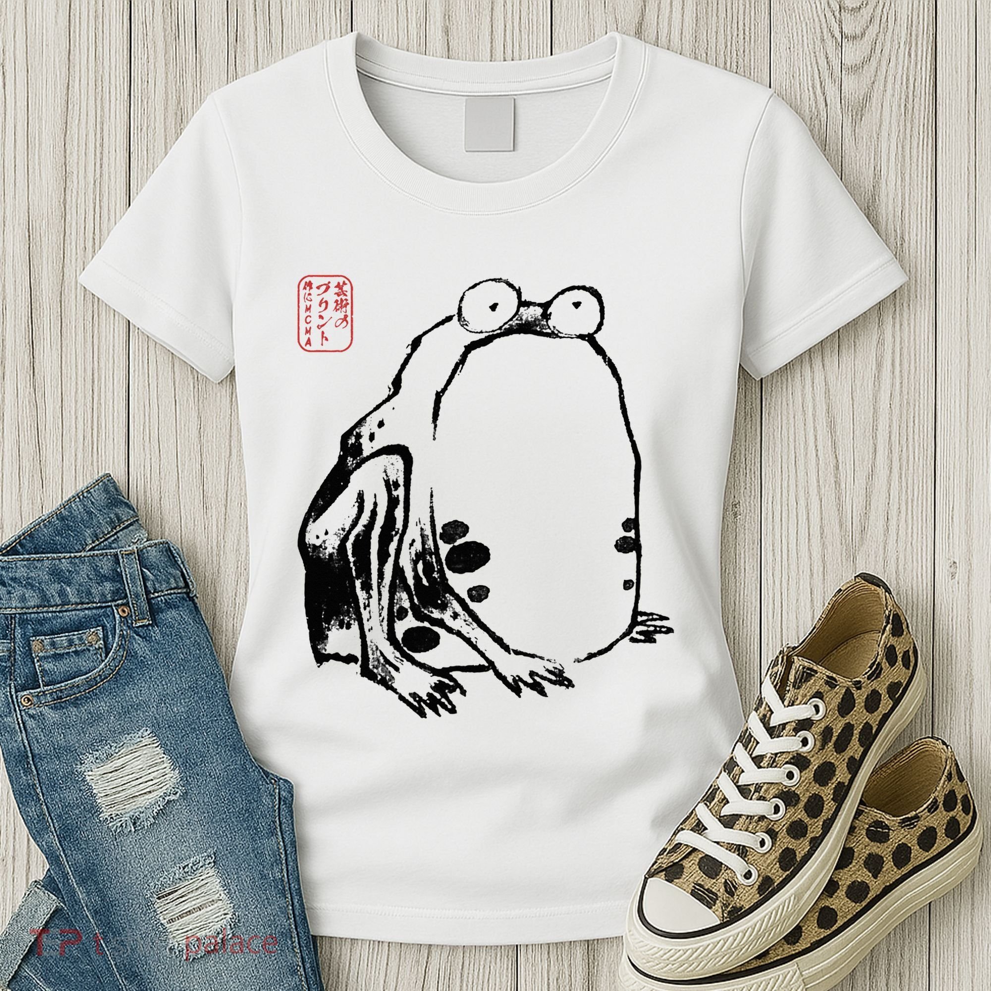 Japanese Grumpy Frog Ukiyoe Anime Japanese Women's T-Shirt