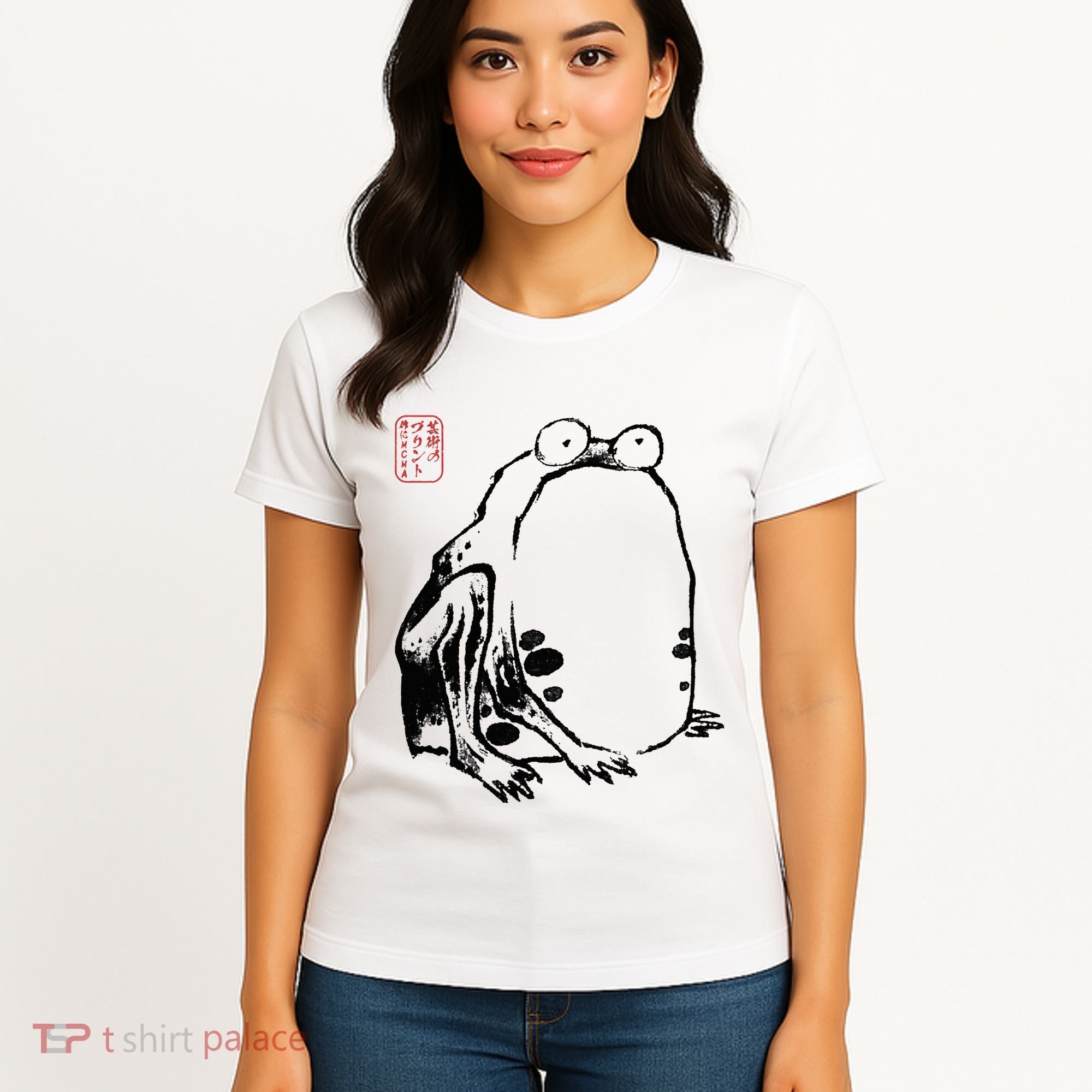 Japanese Grumpy Frog Ukiyoe Anime Japanese Women's T-Shirt