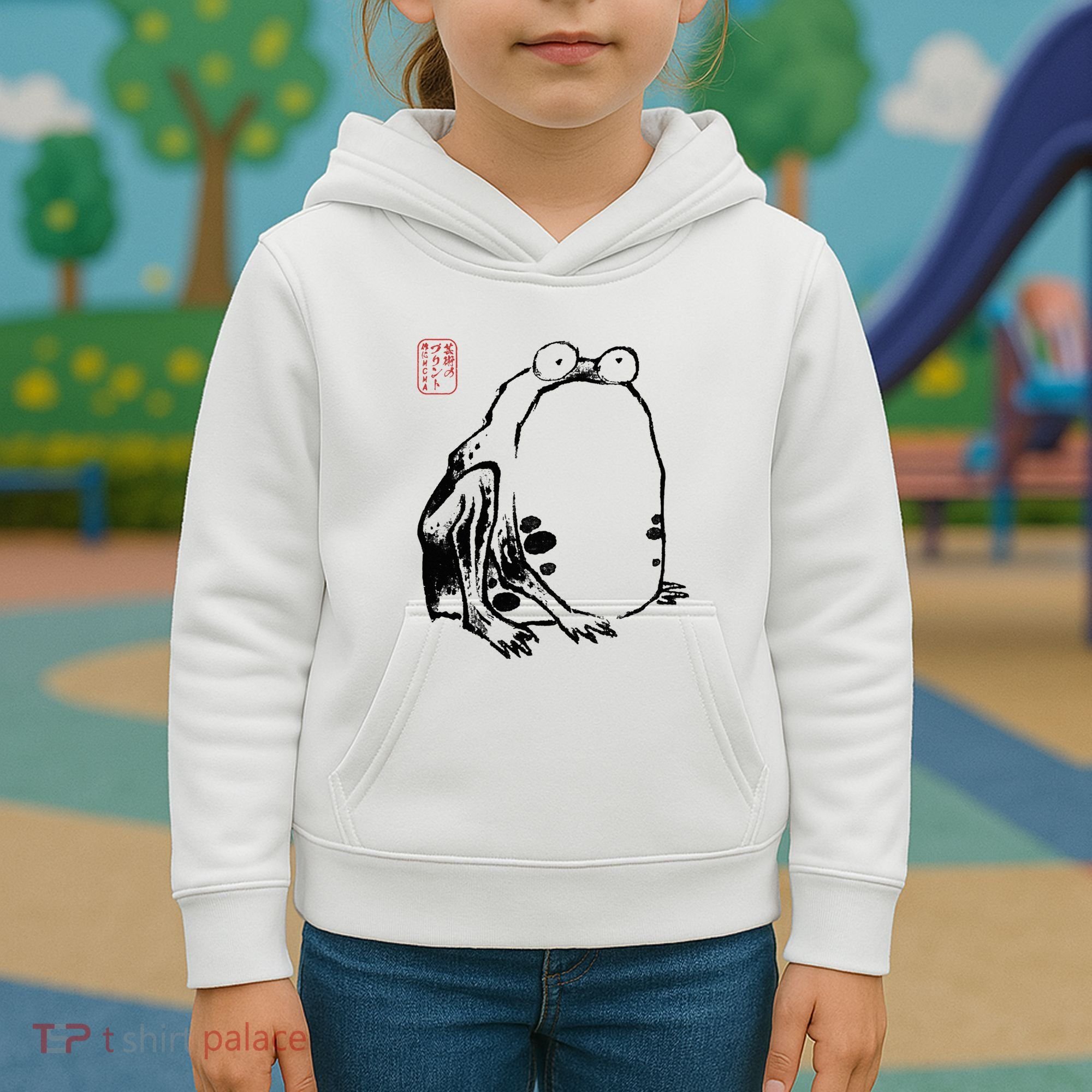 Japanese Grumpy Frog Ukiyoe Anime Japanese Kids Hoodie