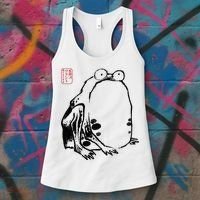 Japanese Grumpy Frog Ukiyoe Anime Japanese Women's Tank Top thumb 3
