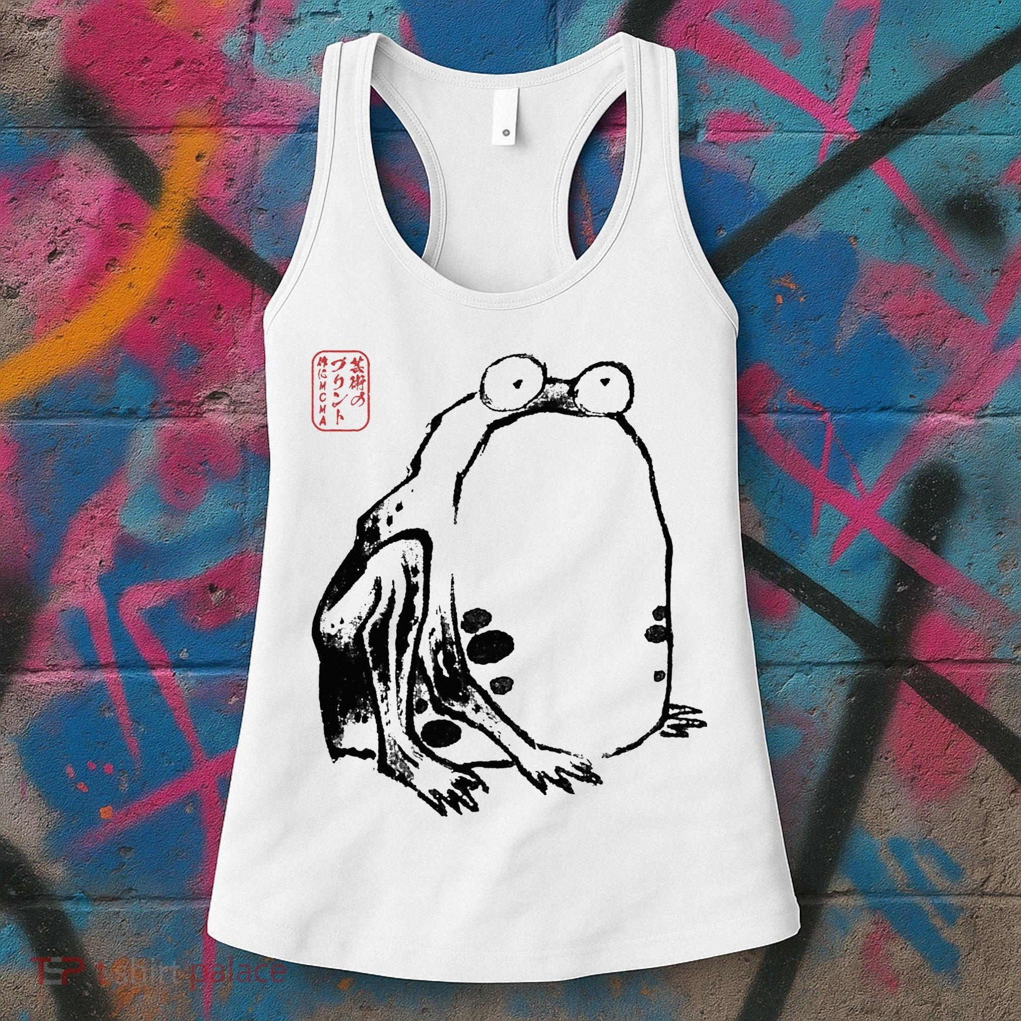Japanese Grumpy Frog Ukiyoe Anime Japanese Women's Tank Top