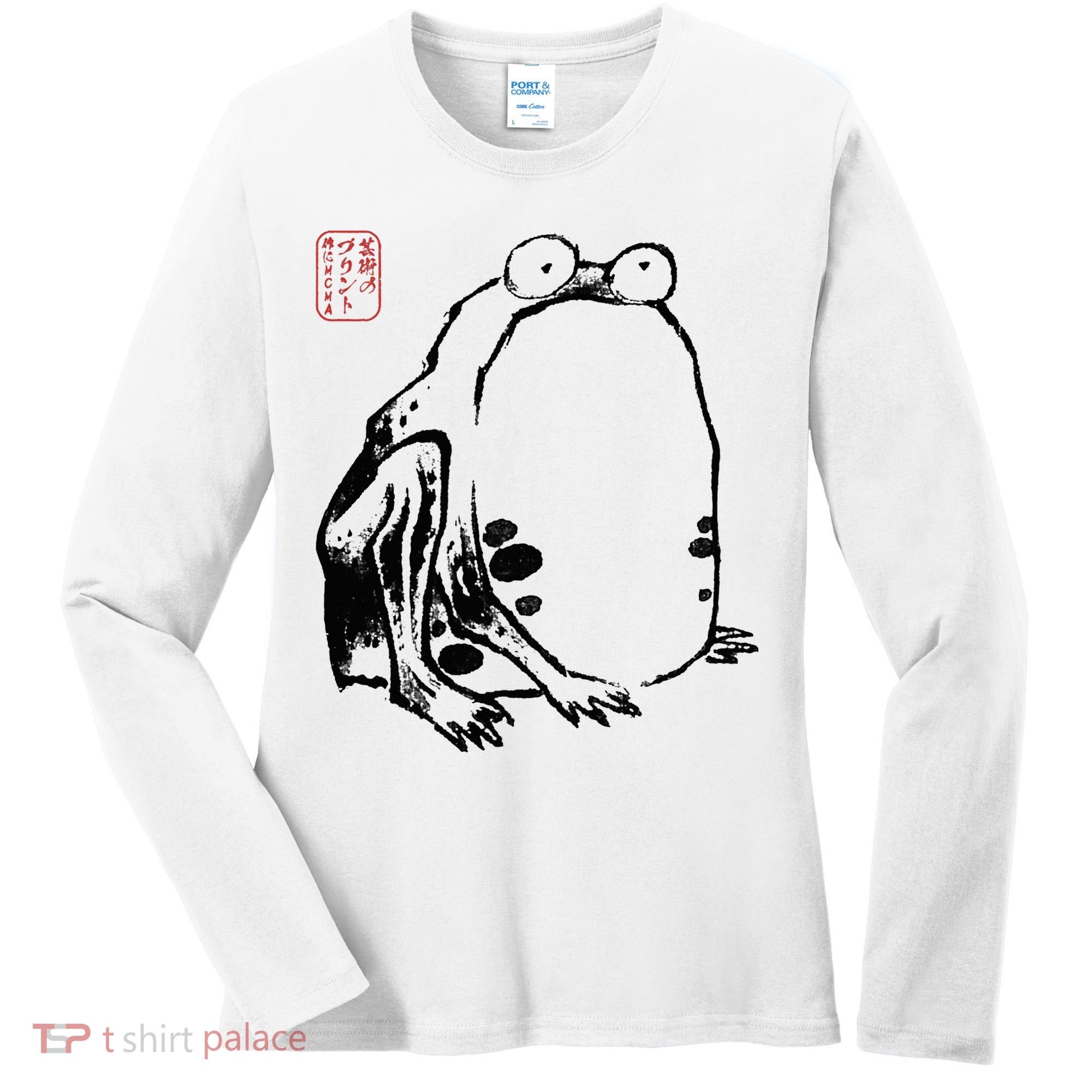 Japanese Grumpy Frog Ukiyoe Anime Japanese Women's Long Sleeve Shirt