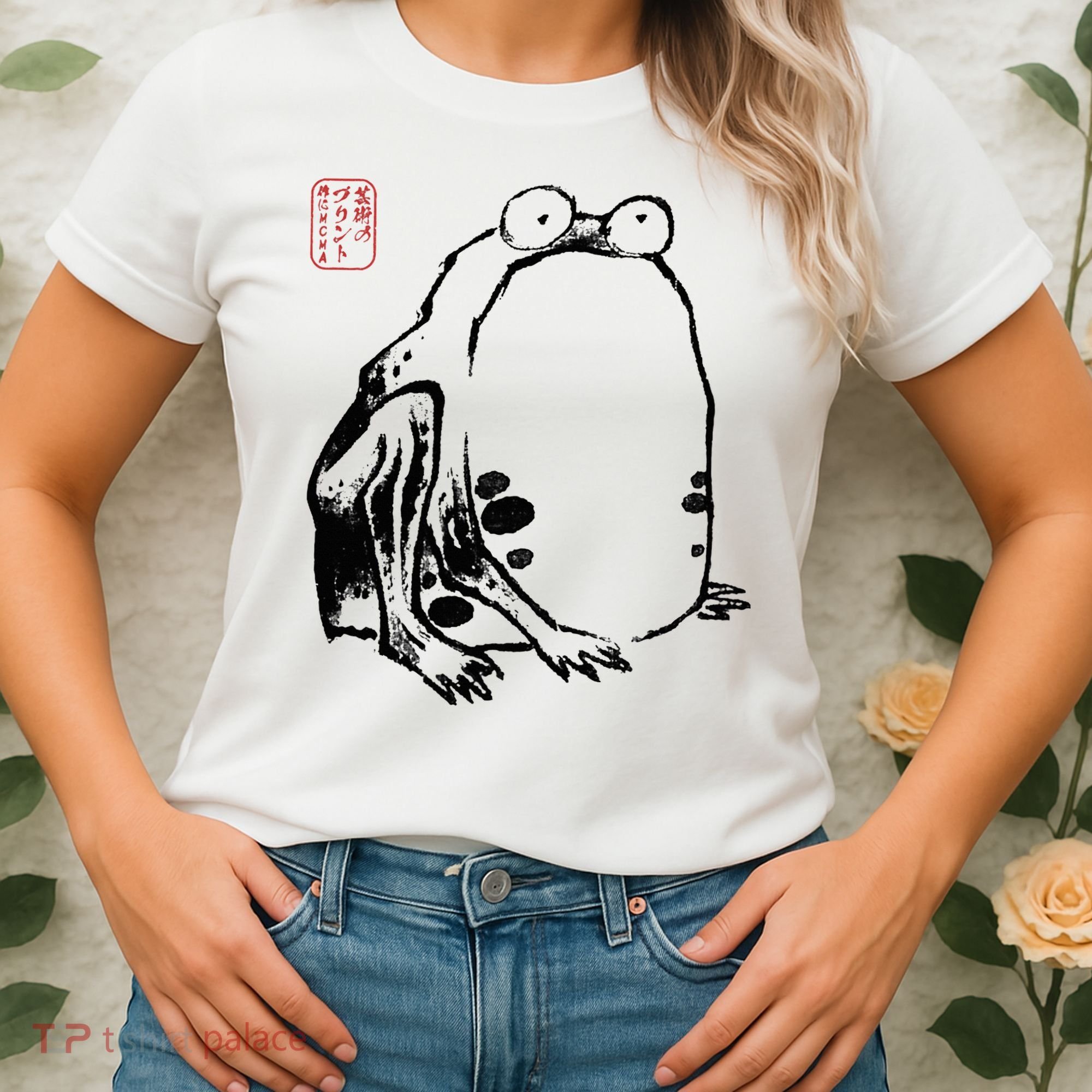 Japanese Grumpy Frog Ukiyoe Anime Japanese Women's T-Shirt