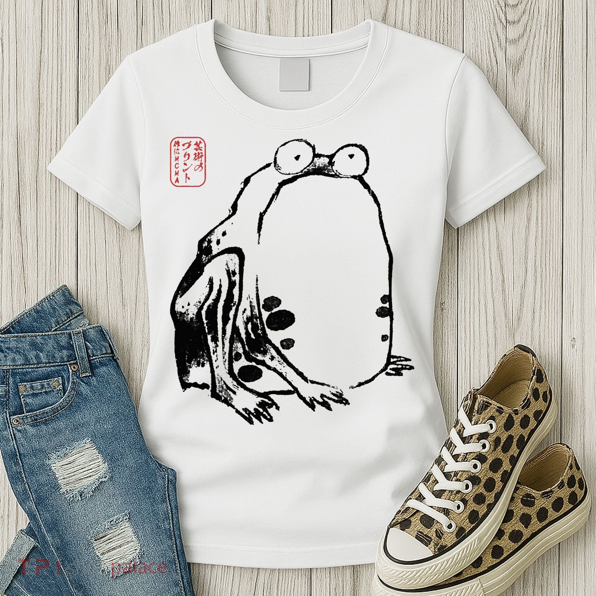 Japanese Grumpy Frog Ukiyoe Anime Japanese Women's T-Shirt