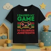 Juneteenth Gamer I Paused My Game To Celebrate Juneteenth Toddler T-Shirt thumb 3