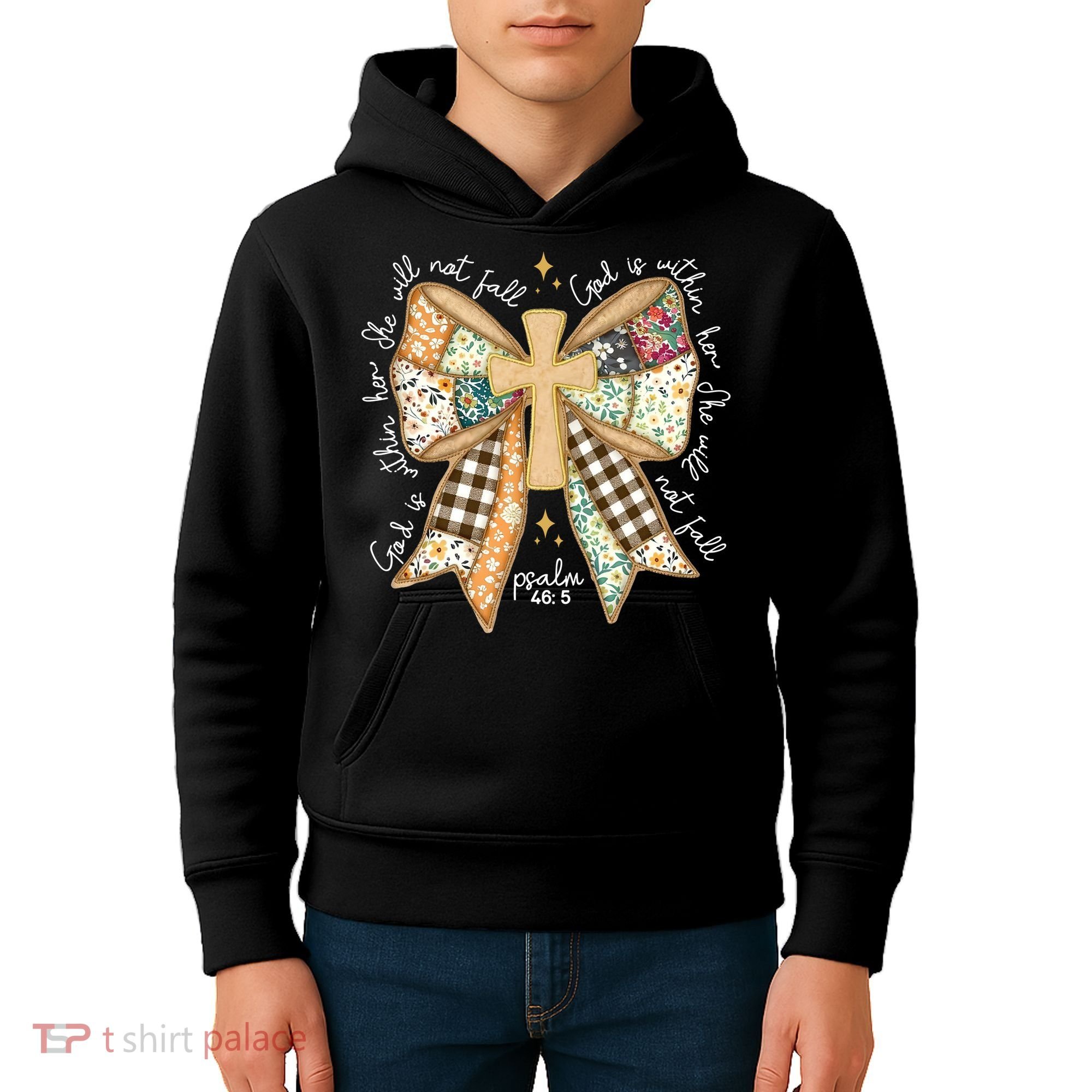 Jesus God Is Within Her Coquette Christian Faith Kids Hoodie