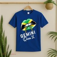 Jamaica Gemini Queen Zodiac Birthday Jamaican Lips T-Shirt thumb 2