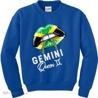 Jamaica Gemini Queen Zodiac Birthday Jamaican Lips Kids Sweatshirt thumb 0