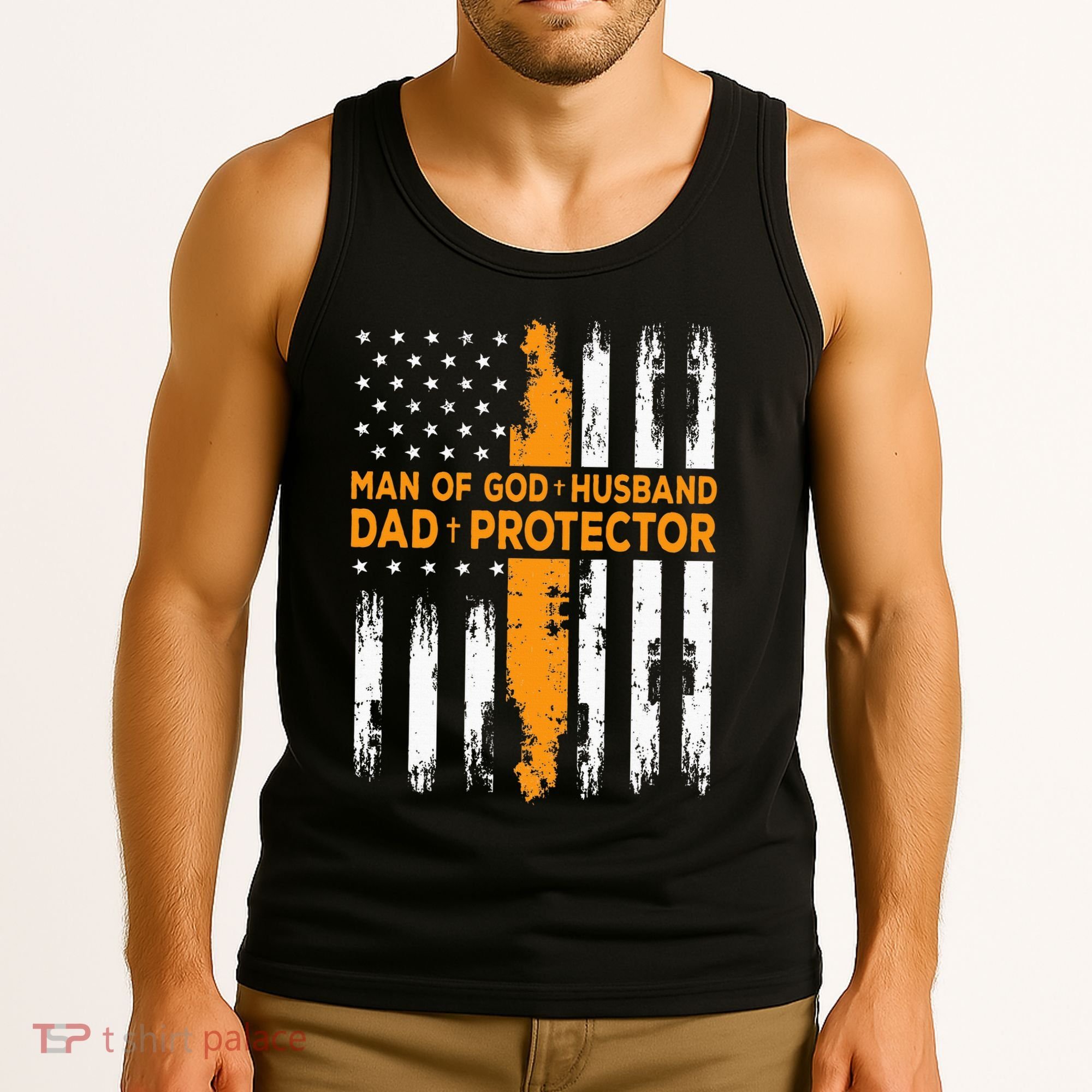 Jesus God Religious Man Of God Husband Dad Protector Tank Top