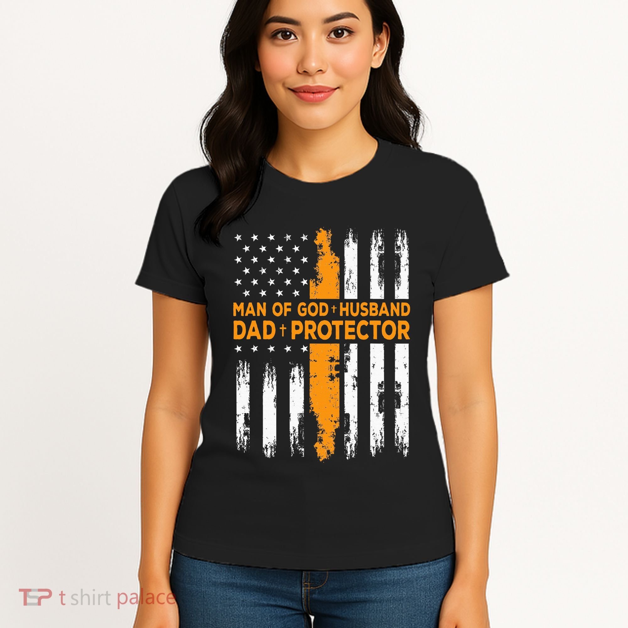 Jesus God Religious Man Of God Husband Dad Protector Women's T-Shirt