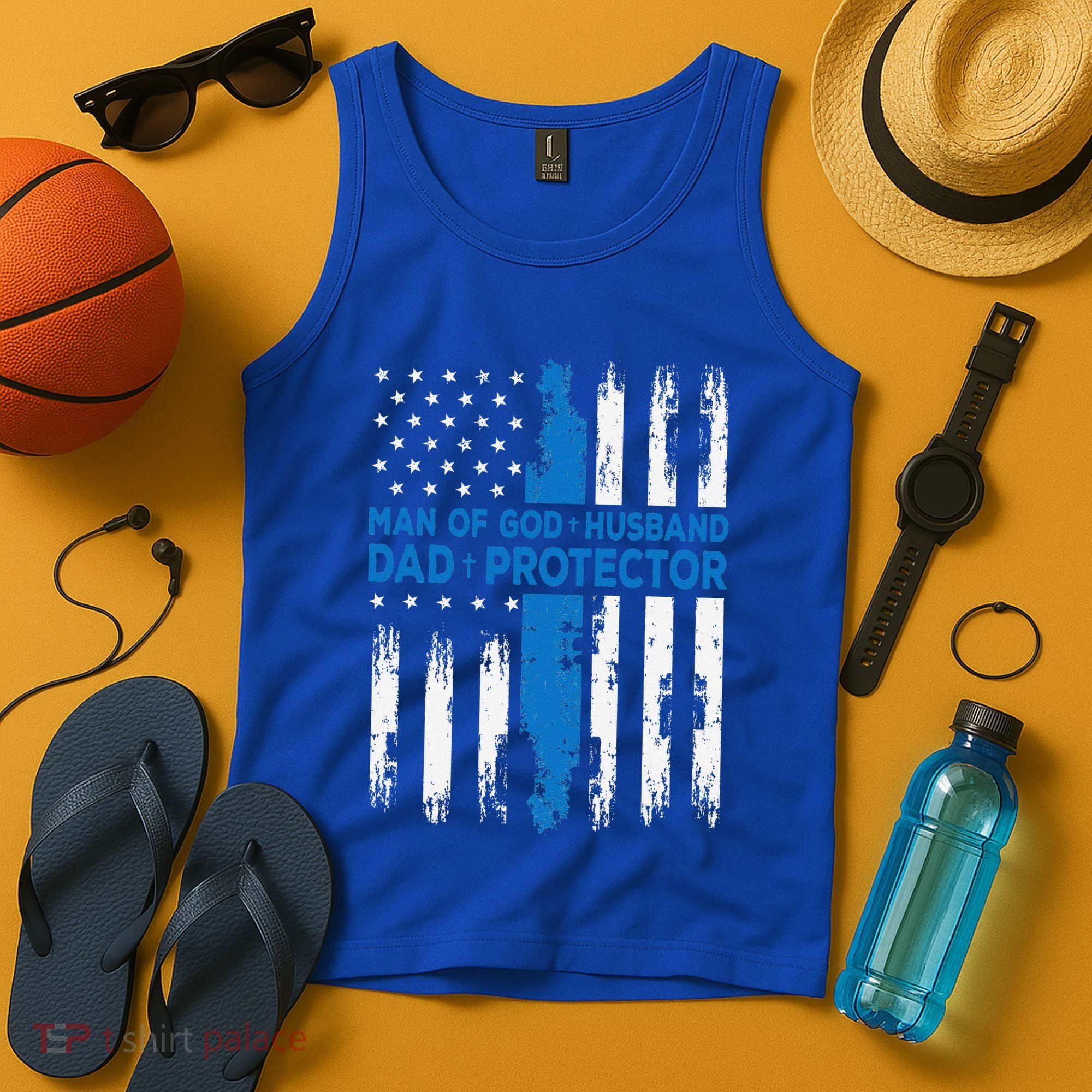 Jesus God Religious Man Of God Husband Dad Protector Tank Top