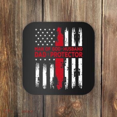 Jesus God Religious Man Of God Husband Dad Protector Coaster