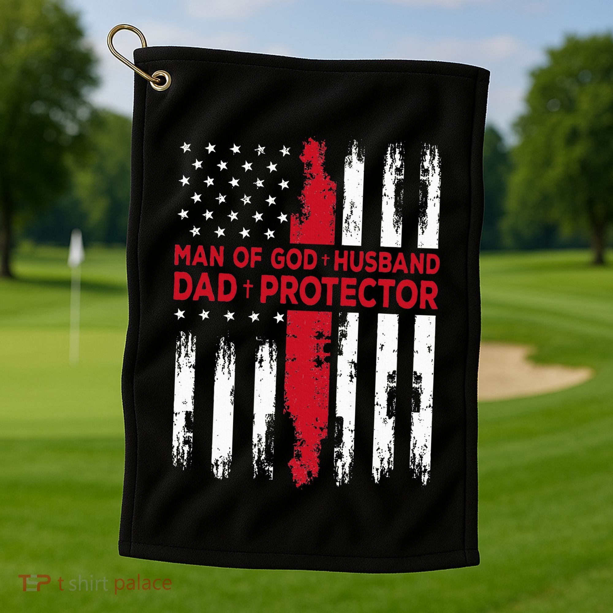 Jesus God Religious Man Of God Husband Dad Protector Golf Towel
