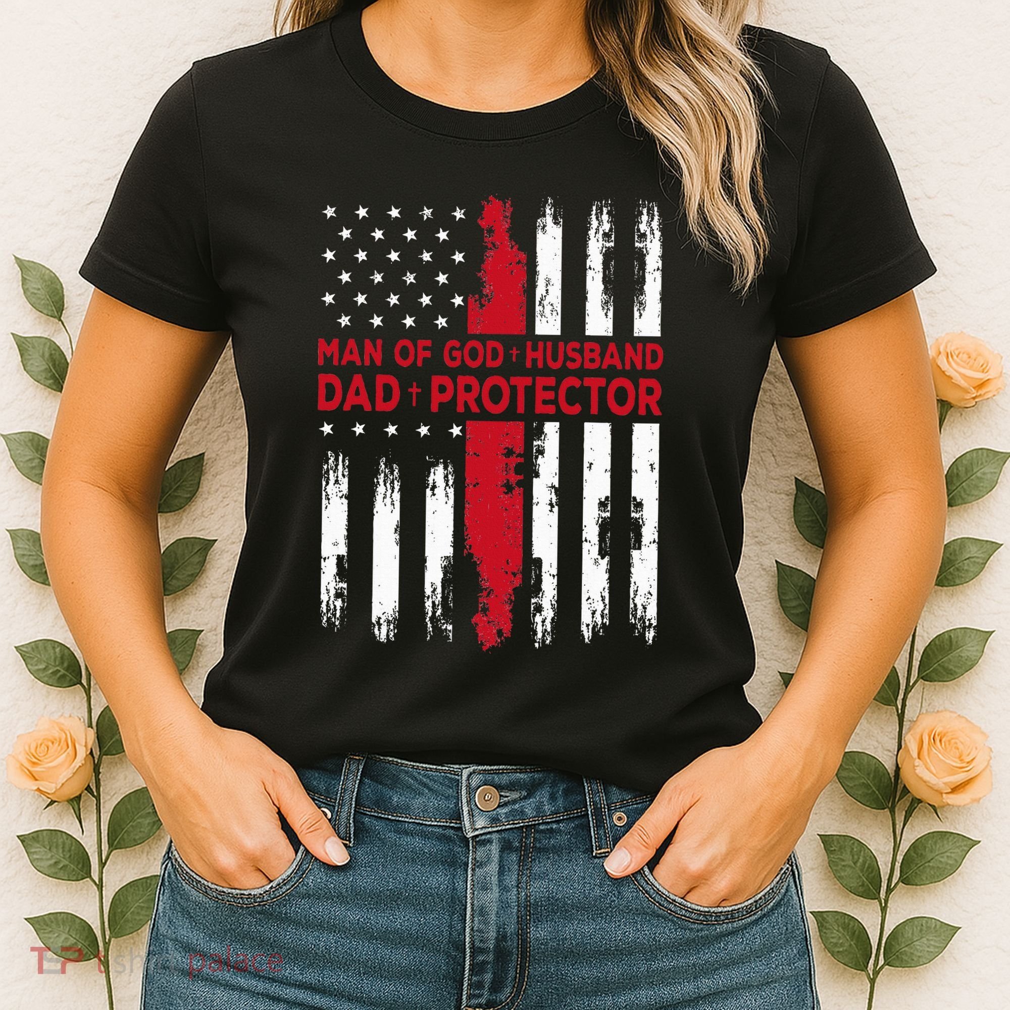 Jesus God Religious Man Of God Husband Dad Protector Women's T-Shirt