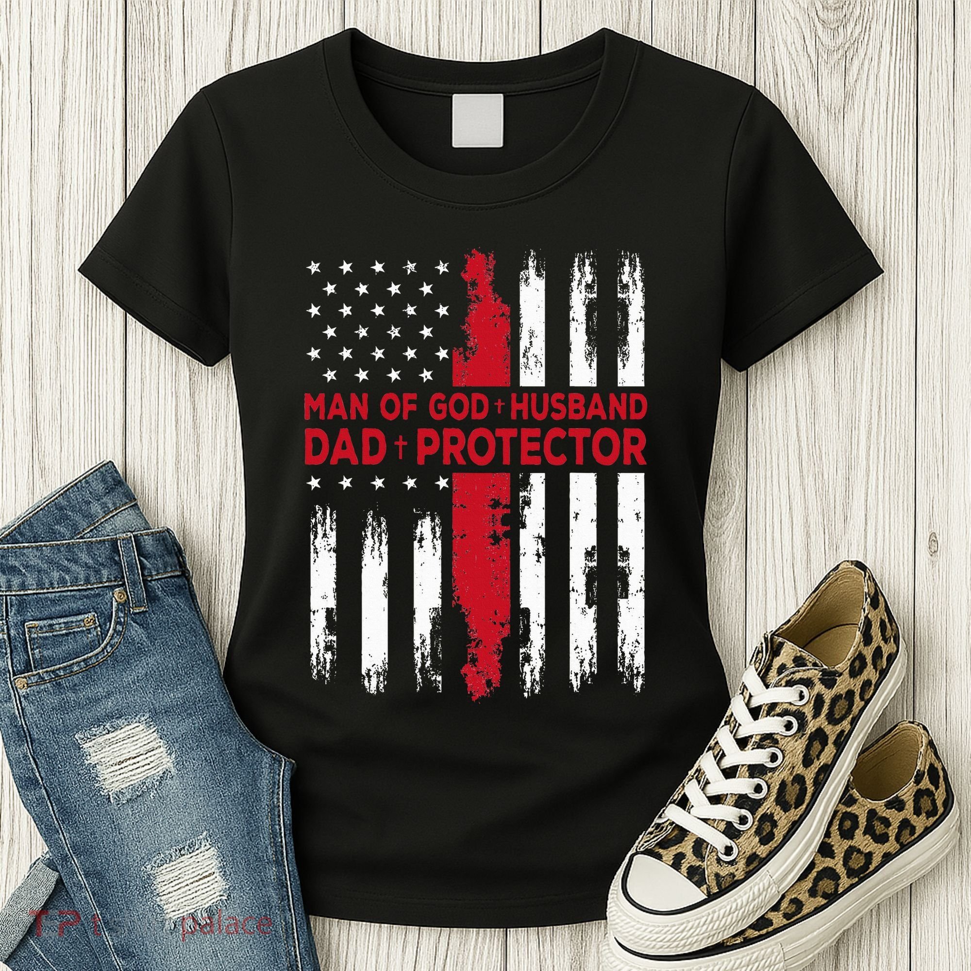 Jesus God Religious Man Of God Husband Dad Protector Women's T-Shirt