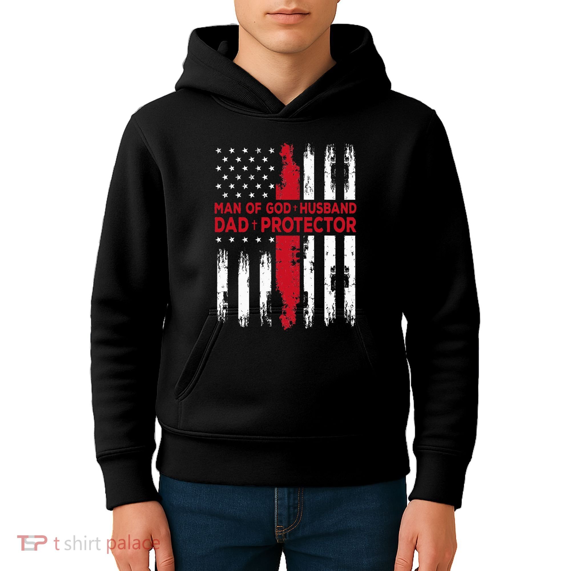 Jesus God Religious Man Of God Husband Dad Protector Kids Hoodie