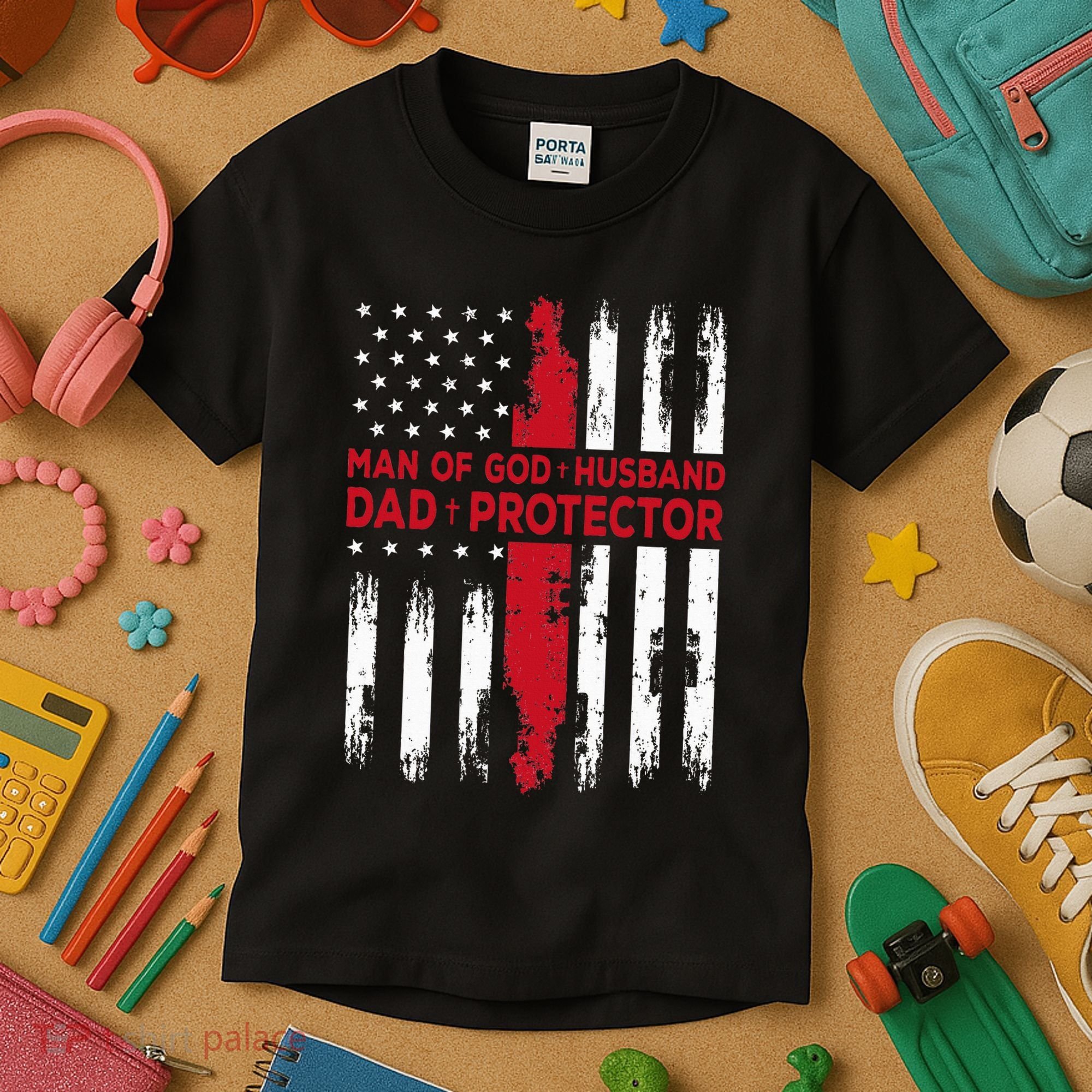 Jesus God Religious Man Of God Husband Dad Protector Kids T-Shirt