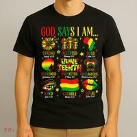 Juneteenth God Says I Am Black Freedom 1865 Christian T-Shirt thumb 3