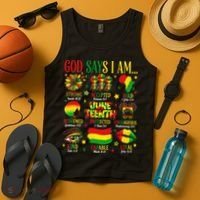Juneteenth God Says I Am Black Freedom 1865 Christian Tank Top thumb 4