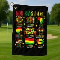 Juneteenth God Says I Am Black Freedom 1865 Christian Golf Towel thumb 1