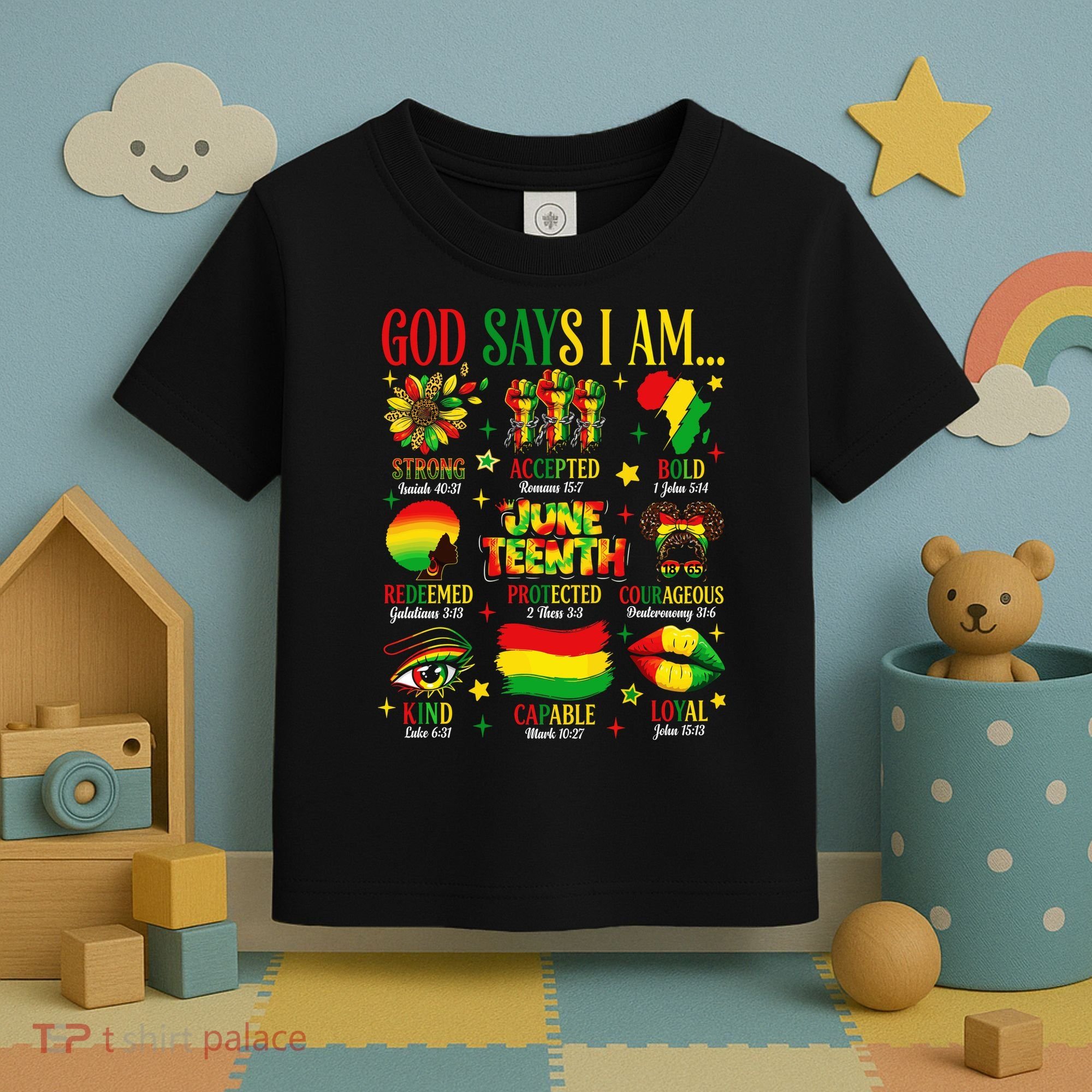 Juneteenth God Says I Am Black Freedom 1865 Christian Toddler T-Shirt