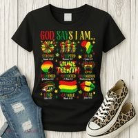 Juneteenth God Says I Am Black Freedom 1865 Christian Women's T-Shirt thumb 3