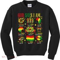 Juneteenth God Says I Am Black Freedom 1865 Christian Kids Sweatshirt thumb 0