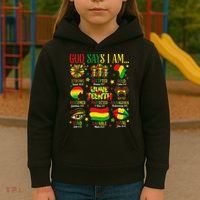 Juneteenth God Says I Am Black Freedom 1865 Christian Kids Hoodie thumb 3