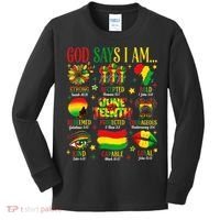 Juneteenth God Says I Am Black Freedom 1865 Christian Kids Long Sleeve Shirt thumb 0