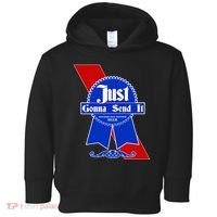 Just Gonna Send It Nother Day Nother Beer Blue Ribbon Toddler Hoodie thumb 0