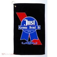Just Gonna Send It Nother Day Nother Beer Blue Ribbon Golf Towel thumb 0