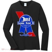 Just Gonna Send It Nother Day Nother Beer Blue Ribbon Women's Long Sleeve Shirt thumb 0
