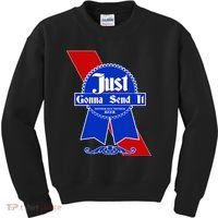 Just Gonna Send It Nother Day Nother Beer Blue Ribbon Kids Sweatshirt thumb 0