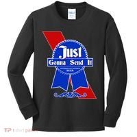 Just Gonna Send It Nother Day Nother Beer Blue Ribbon Kids Long Sleeve Shirt thumb 0