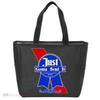 Just Gonna Send It Nother Day Nother Beer Blue Ribbon Tote Bag thumb 0