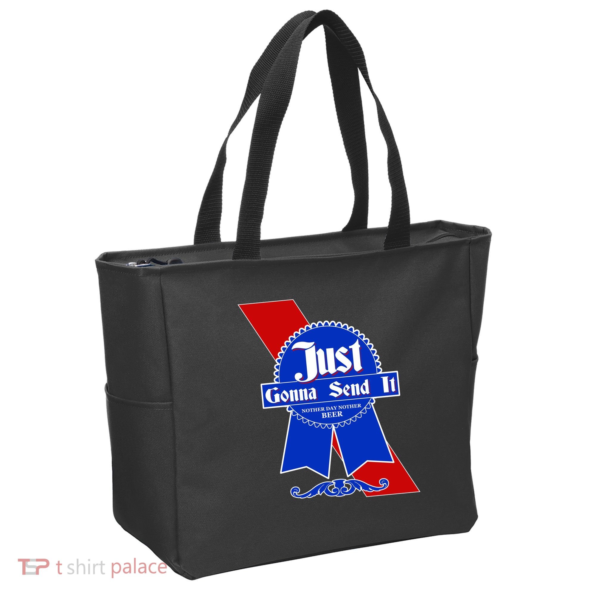 Just Gonna Send It Nother Day Nother Beer Blue Ribbon Tote Bag