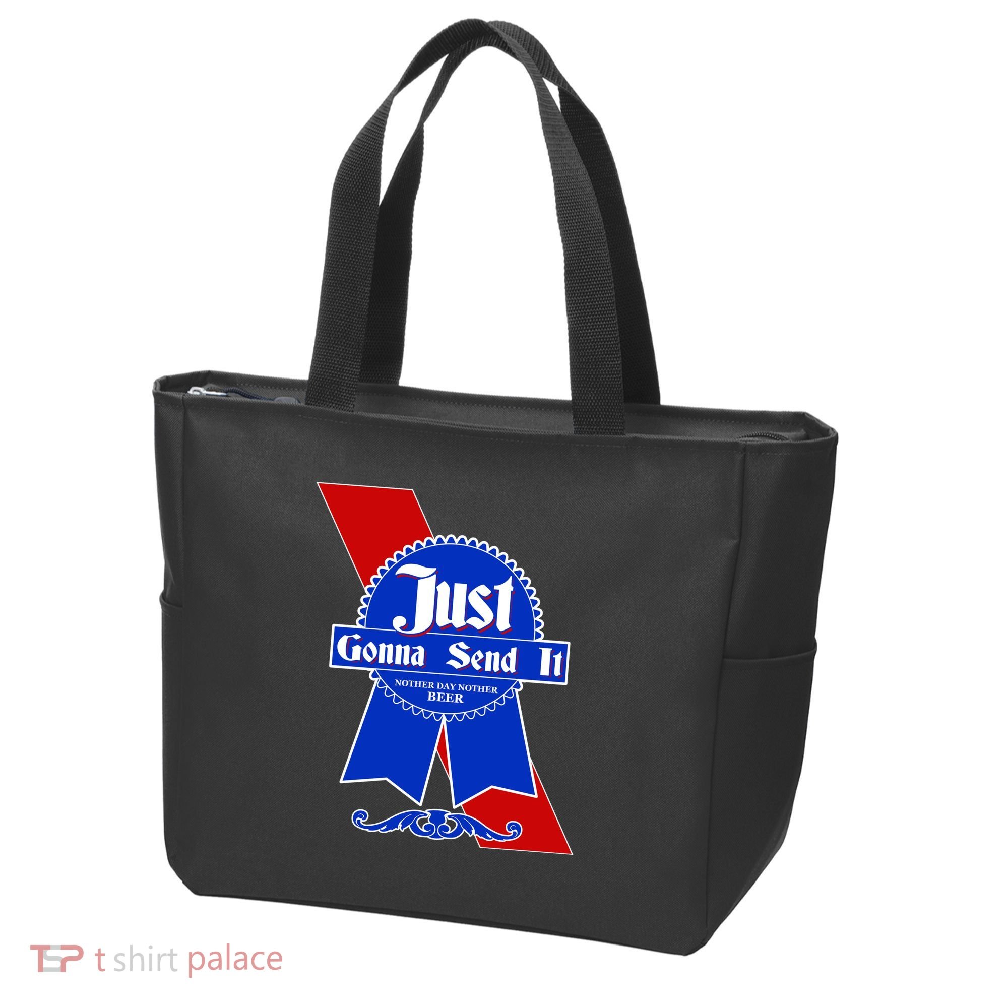 Just Gonna Send It Nother Day Nother Beer Blue Ribbon Tote Bag
