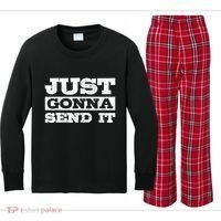 Just Gonna Send It Motocross Mountain Bike Ski Snowboard BMX Kids Long Sleeve Plaid Pajama Set thumb 0