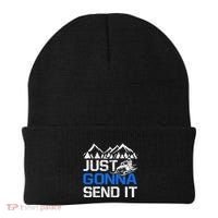 Just Gonna Send It retro Snowmobiling Motor Sled Riders Beanie thumb 0