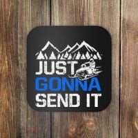 Just Gonna Send It retro Snowmobiling Motor Sled Riders Coaster thumb 0