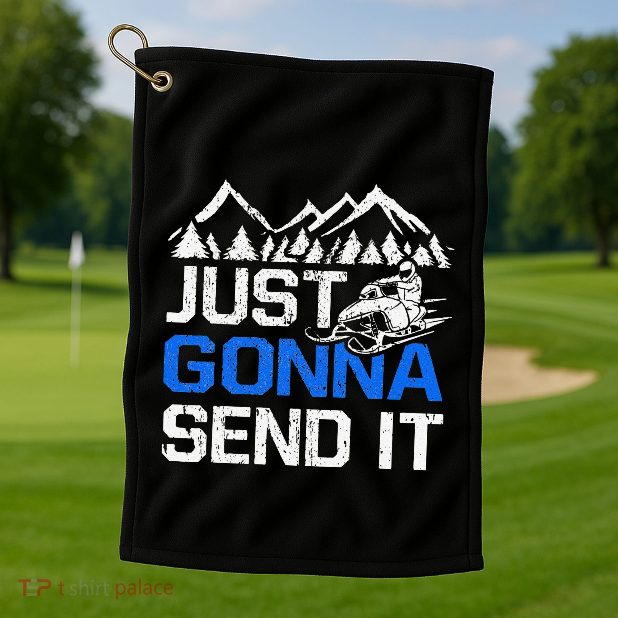 Just Gonna Send It retro Snowmobiling Motor Sled Riders Golf Towel