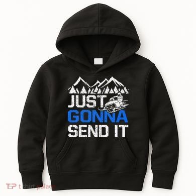 Just Gonna Send It retro Snowmobiling Motor Sled Riders Kids Hoodie