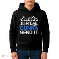 Just Gonna Send It retro Snowmobiling Motor Sled Riders Kids Hoodie thumb 4