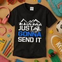 Just Gonna Send It retro Snowmobiling Motor Sled Riders Kids T-Shirt thumb 3
