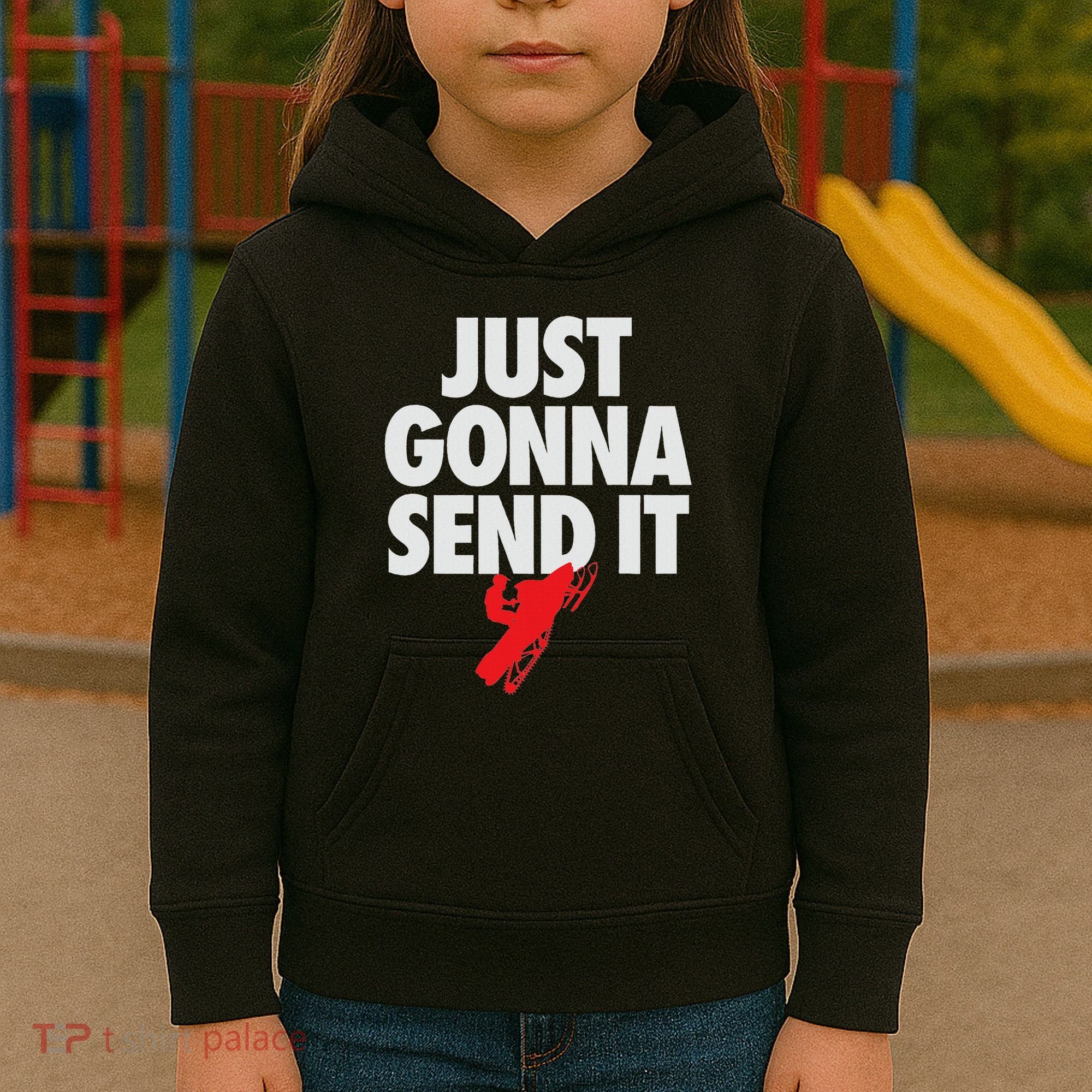 Just Gonna Send It Snowmobile Kids Hoodie