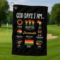 Juneteenth God Says I Am Celebrating Black Freedom 1865 Golf Towel thumb 1